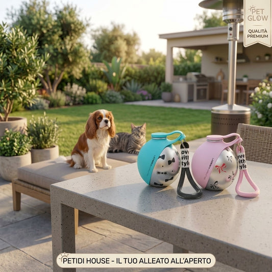 borraccia  Portatile per Animali Domestici in Acciaio Inossidabile - con dispenser  per Cani / Gatti